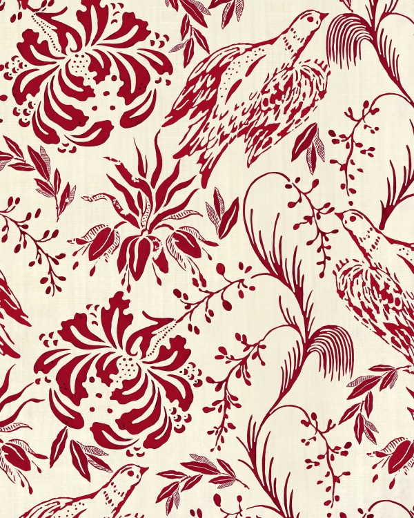 FOLK EMBROIDERY Crimson Wallpaper