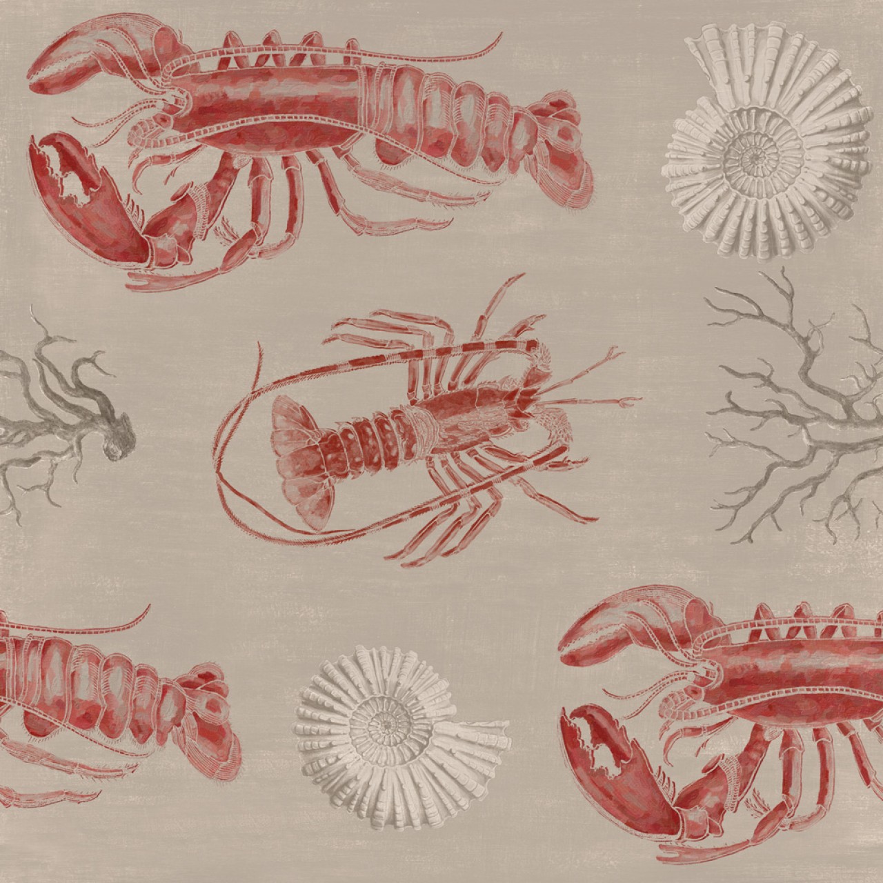 LOBSTER Taupe Wallpaper